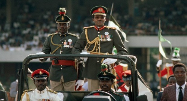 Image of Muhammadu Buhari during his military rule in an open-roof vehicle.